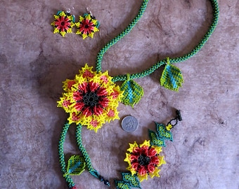 Handmade by artisans, Jewelry making,Huichol flowers necklace,jewelry of theday, fashion jewelry,
