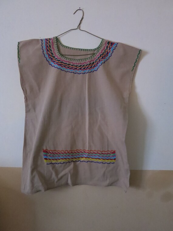 Ropa Tipica Mexico Bordado a Mano Blusa Beis Huipil Mexicano Etsy