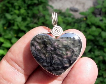 Herzanhänger Obsidiananhänger Obsidianschmuck Samtobsidian