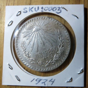 Antique Mexican Silver Coin One Peso Glow 1924 currency collection