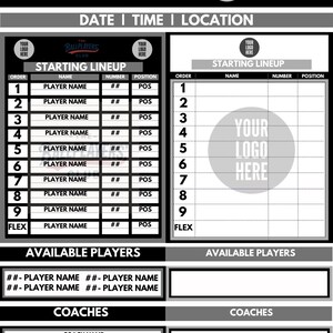 Baseball/Softball Dugout Lineup Cards: Editable Template