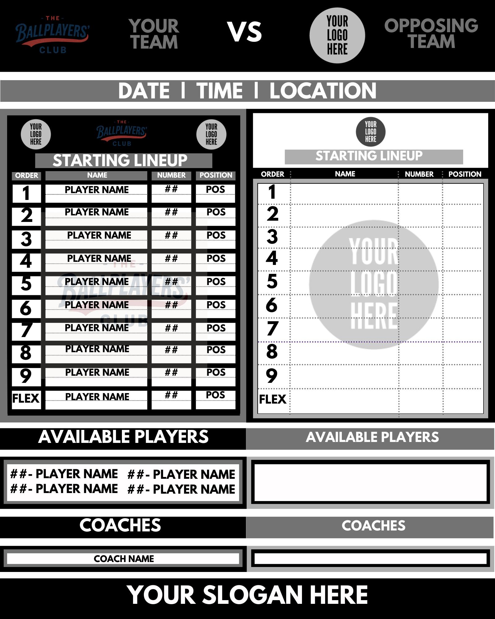 Baseball/softball Dugout Lineup Cards: Editable Template - Etsy