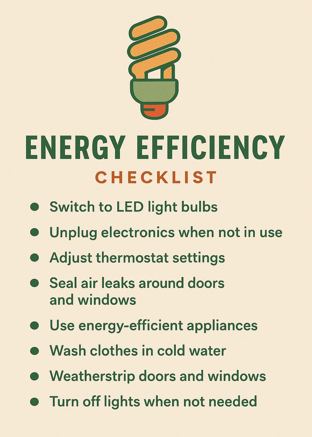 Energy Efficiency Checklist | Eco Home Tips | Save Energy Printable ...