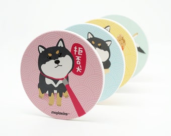 Shiba Inu Lifestyle Coasters - 4 in 1 Gift Set // Greetings Gifts // Housewarming Gifts