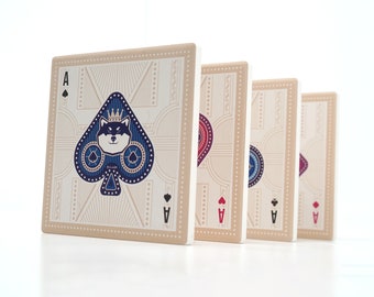 4 in 1 set Shiba Inu Poker Cards Ceramic Coasters // Greetings Gifts // Housewarming Gifts