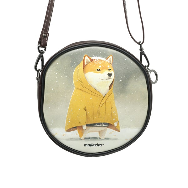 Shiba inu in snowy walk Circle Bag // Gift for her // Greeting gift