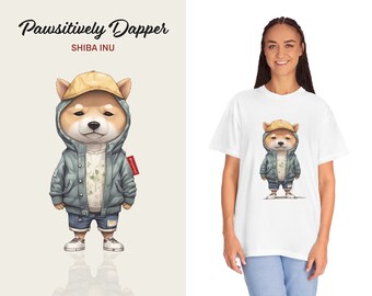 Pawsitively Dapper - Shiba Inu 004 // Unisex Garment-Dyed T-shirt