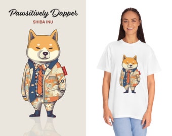 Pawsitively Dapper Shiba Inu T-Shirt - Unisex Garment-Dyed Tee