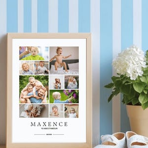 affiche anniversaire enfant, mes 12 premiers mois, décoration anniversaire enfant, affiche personnalisé photo enfant, cadeau 2 ans