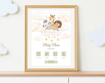 Personalised Baby Birth Stats Print