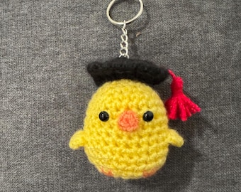 Crochet Graduation Chick | Amigurumi Keychain, Baby Chick