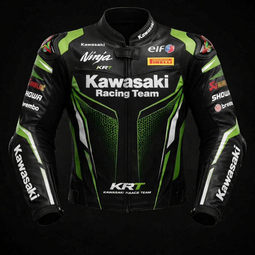 Kawasaki Ninja ZX-10R KRT Racing Leather Motorcycle Jacket CE