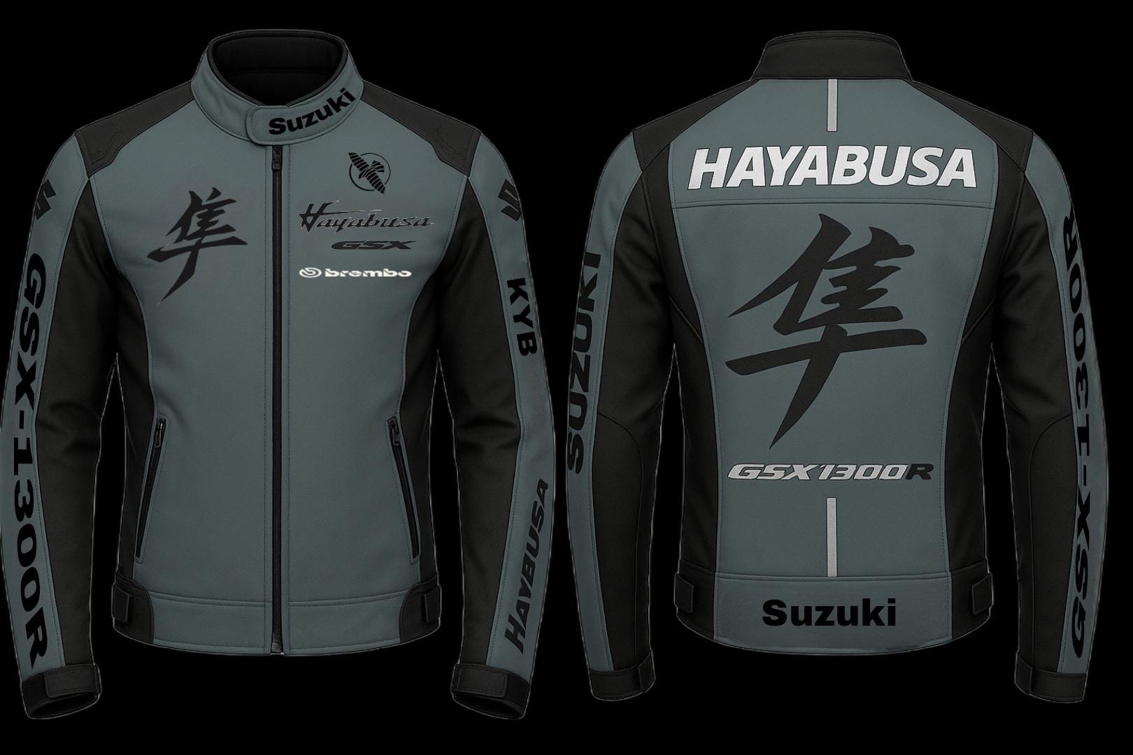 スズキ ハヤブサ GSX1300R バイクジャケット – グレー＆ブラックの