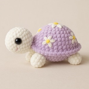 Crochet Turtle Plush Toy – Handmade Amigurumi Baby Gift | Soft Stuffed Animal for Kids | Cute Flower Turtle Toy | Nursery Decor