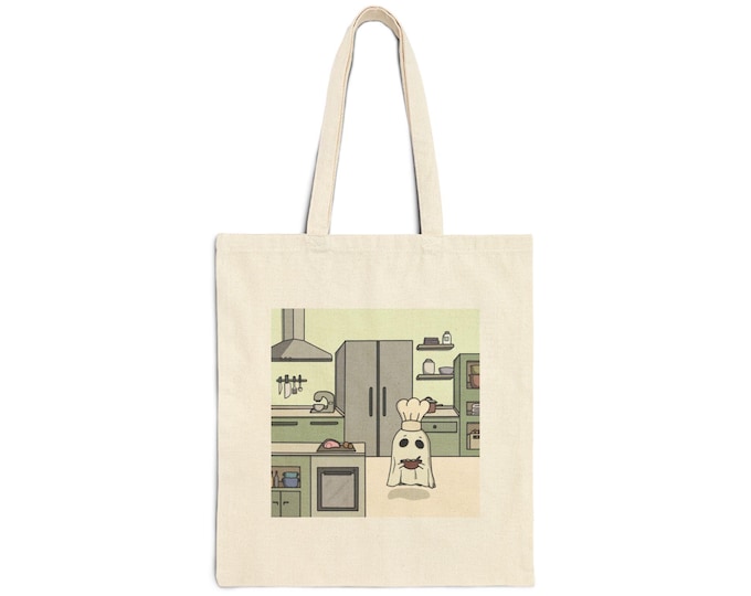 Chef Ghost Tote Bag: Spooky Kitchen Illustration
