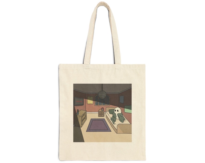 Bedroom Ghost Tote Bag: Printed Illustration
