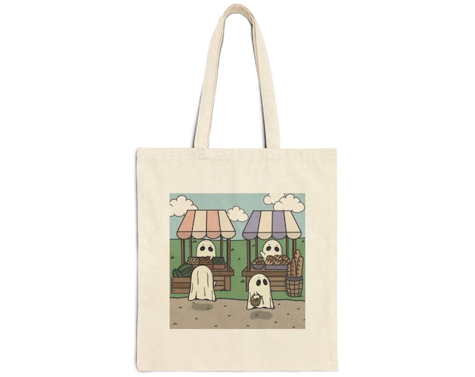 Shopping Ghost Tote Bag: Printed Illustration