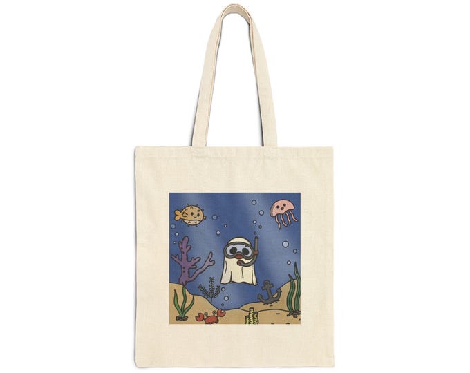 Diver Ghost Illustration Tote Bag