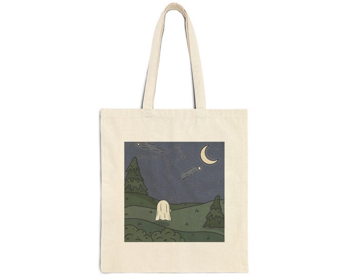 Stargazing Ghost Tote Bag: Printed Illustration