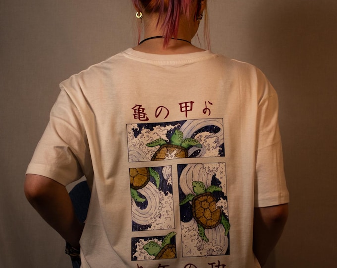 Minogame T-shirt: Japanese Folklore Illustrated Cotton Tee