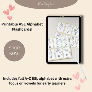Schede didattiche della lingua dei segni americana / Alfabeto dalla A alla Z + Esercizi sulle vocali / Schede ASL stampabili