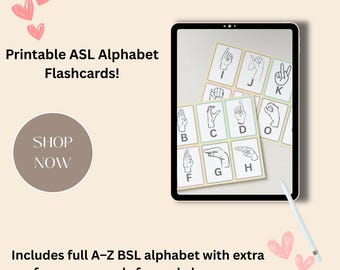 Tarjetas de vocabulario en lenguaje de señas americano / Alfabeto A-Z + Práctica de vocales / Tarjetas imprimibles de ASL
