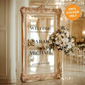Personalised Welcome to Our Wedding Decal for Mirror | Custom Wedding Sign Sticker | Elegant Vinyl Decor for Reception or Ceremony