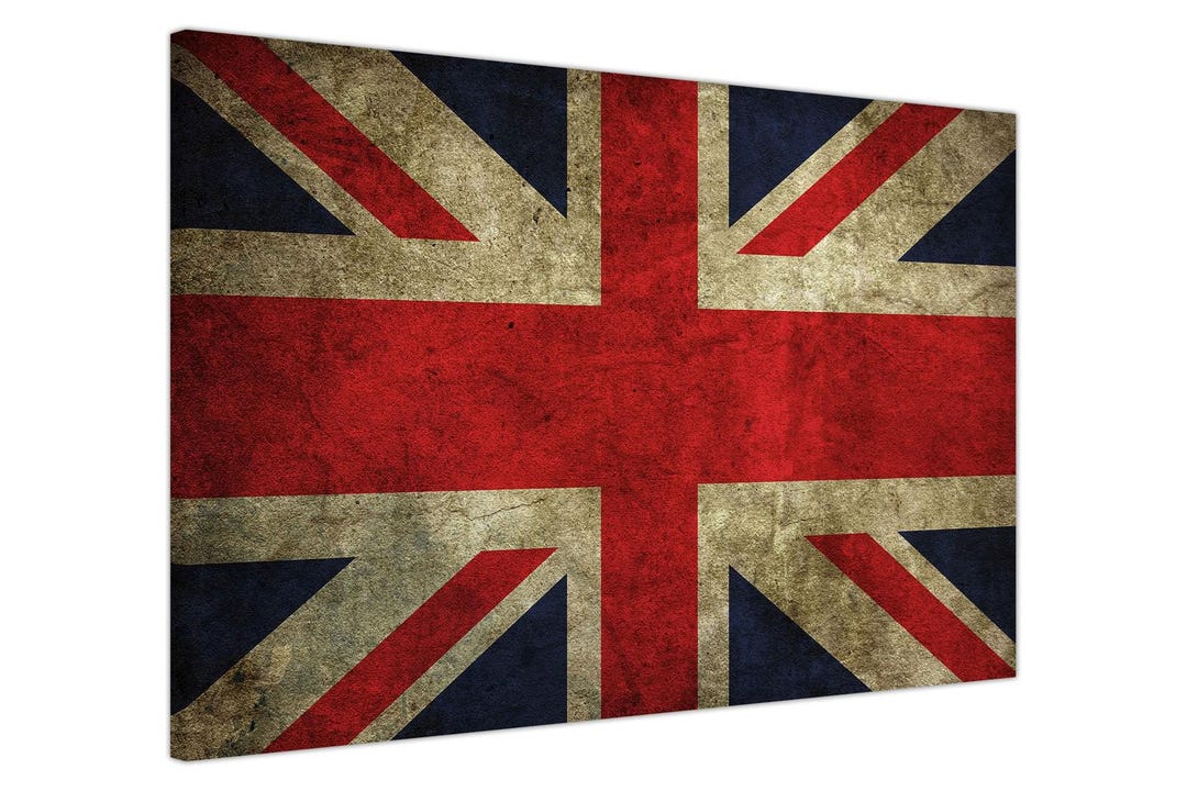 Vintage Union Jack Flag Canvas Wall Art Picture & Poster for Living ...