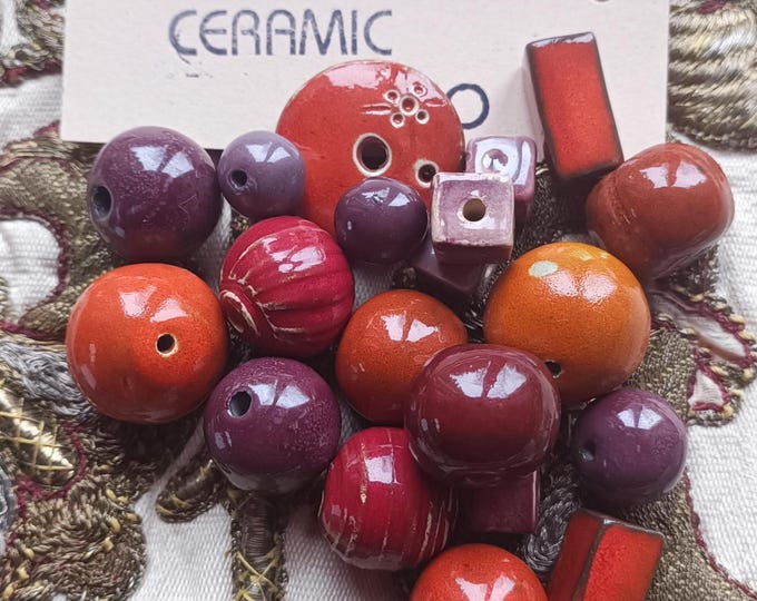Unique Handmade Ceramic Beads for making jewelry 20 pcs