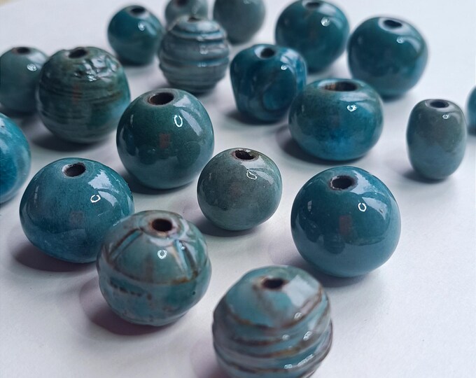 Unique Artisan Ceramic Beads for making jewelry 20 pcs