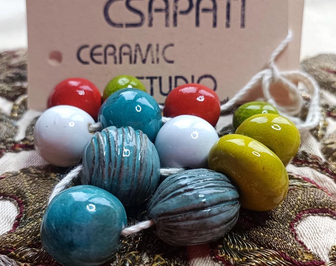 Unique Ceramic Beads for making jewelry 12 pcs