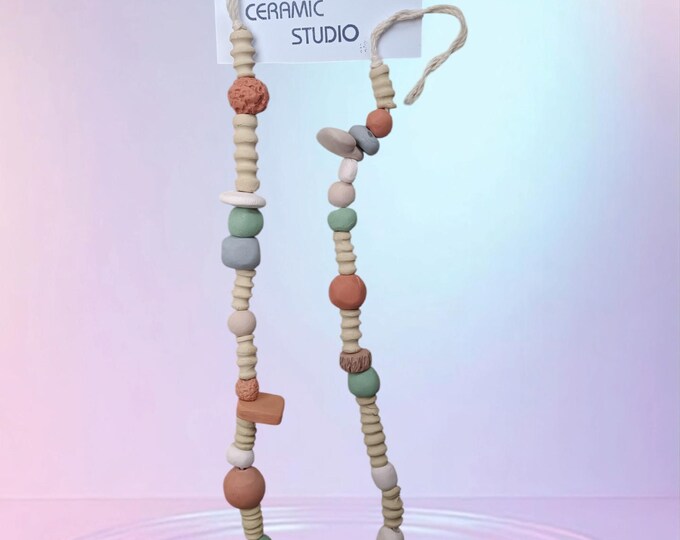 Unique Handmade  terracotta ceramic beads  34 pcs