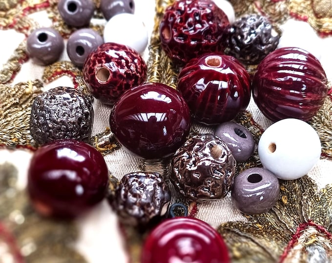 Handmade  ceramic beads  24 pcs