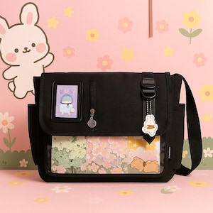 Y2K Japanische Harajuku Schultaschen für Mädchen im Teenageralter Neu 2024 Transparente Itabag Umhängetasche DIY Badges Display Plate Ita Bag