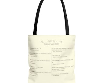 Hunger Games Tote Bag: Katniss & Peeta 'I Love You' Quotes
