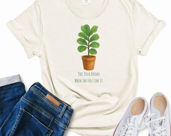 Funny Fiddle Leaf T-shirt met vijgen: Sassy Plant Mom cadeau