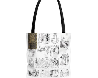 Pride and Prejudice-draagtas: antieke boekillustraties, Jane Austen-cadeau