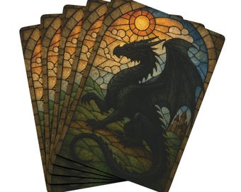 Stained Glass Dragon poker Playing Cards, Tairn from Fourth Wing, Onyx Storm Fan Deck, Fantasy Card Game Gift, Bookish Collector Cards
