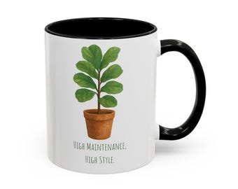 Mok Fiddle Leaf vijgen: grappig cadeau voor plantenliefhebber, pittig kamerplantontwerp