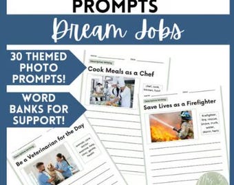 Verhalende paragraaf over het schrijven van foto's met een Dream JOBS-thema | 30 story starters + WORD BANKS