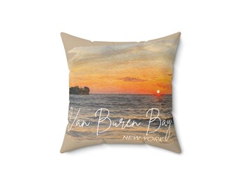 Van Buren Bay Throw Pillow: Lake Erie Coastal Decor