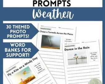 Verhalende alinea met WEER-thema voor het schrijven van foto's | 30 story starters + WORD BANKS