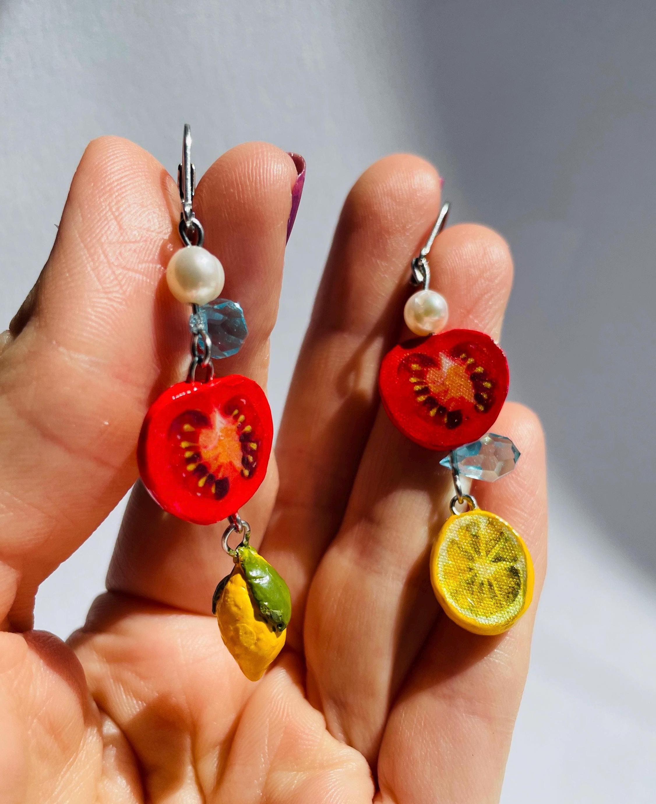 Boucles D'oreilles Pendantes Tomate - Bijou Acrylique Solide Pour Femmes, Occasions Spéciales - 4