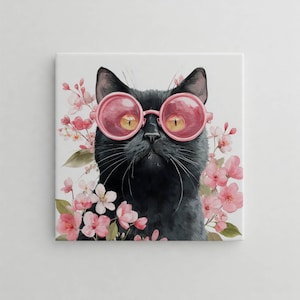 Decorative Ceramic Tile: Black Cat - Handcrafted Ceramic Art, Unique Home Decor & Gift, Ceramic Wall Art