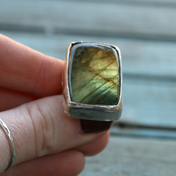 Labradorite Sterling Silver Ring - Size 7.5