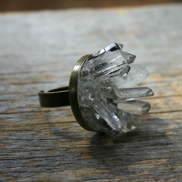 Quartz Raw Crystal Cluster Ring - Crystal Garden