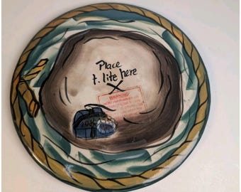 Vintage 2000 Heather Blue Sky Pirate Treasure Chest Tealight Holder Base ONLY!
