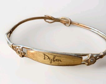 VTG Kiddie Kraft 925 Sterling Silver Name Plate DYLAN bangle bracelet UNISEX