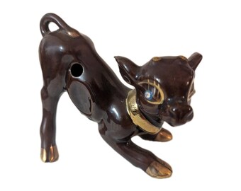 Vtg Tilso Japan Redware Pottery Ceramic Cow Flower Frog Pencil Chopstick Holder