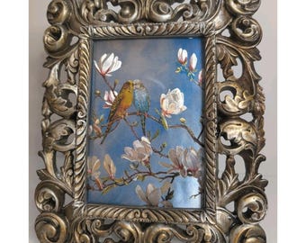 Belle Maison Champagne Rococo Frame 5x7 Easel Back Vintage Dufex Print England